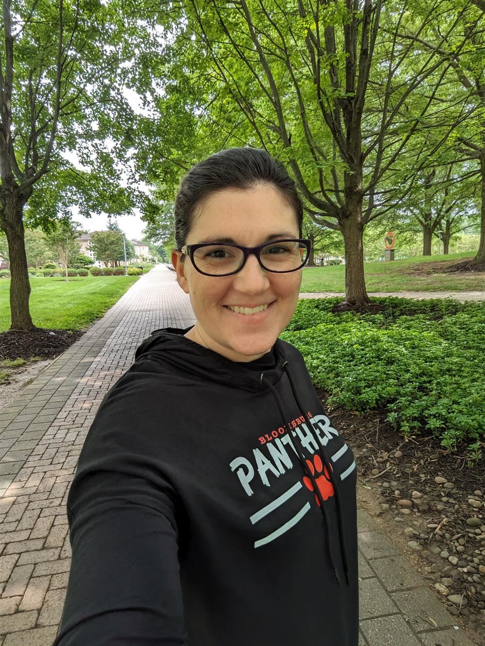 recent picture of Mrs. Lombardo visiting her college campus, Goucher College recent picture of Mrs. Lombardo visiting her college campus, Goucher College